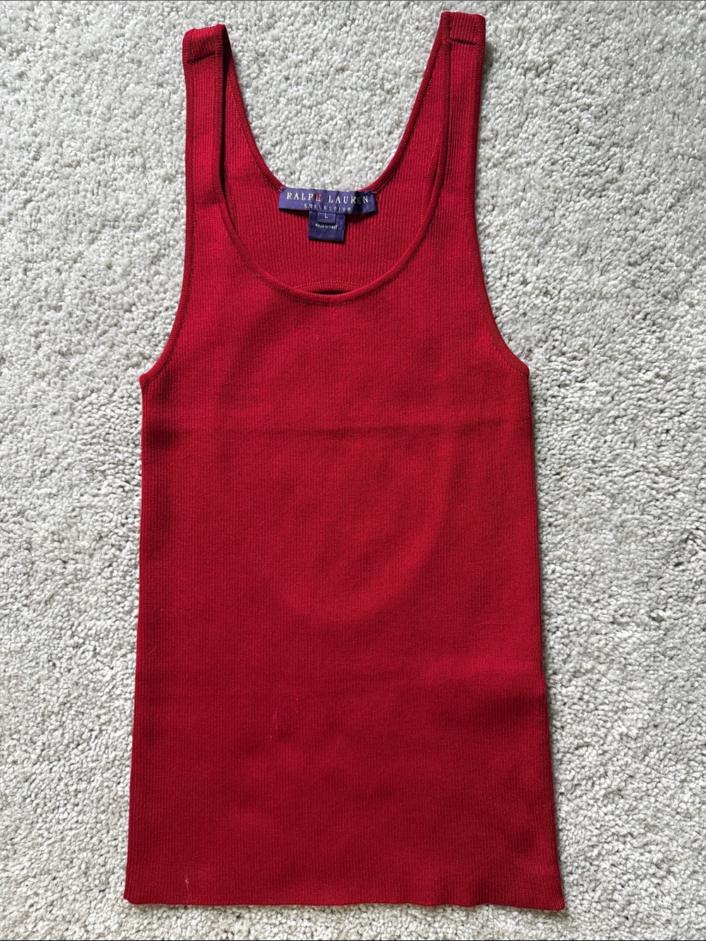 Ralph Lauren Red Ribbed Scoop Tank